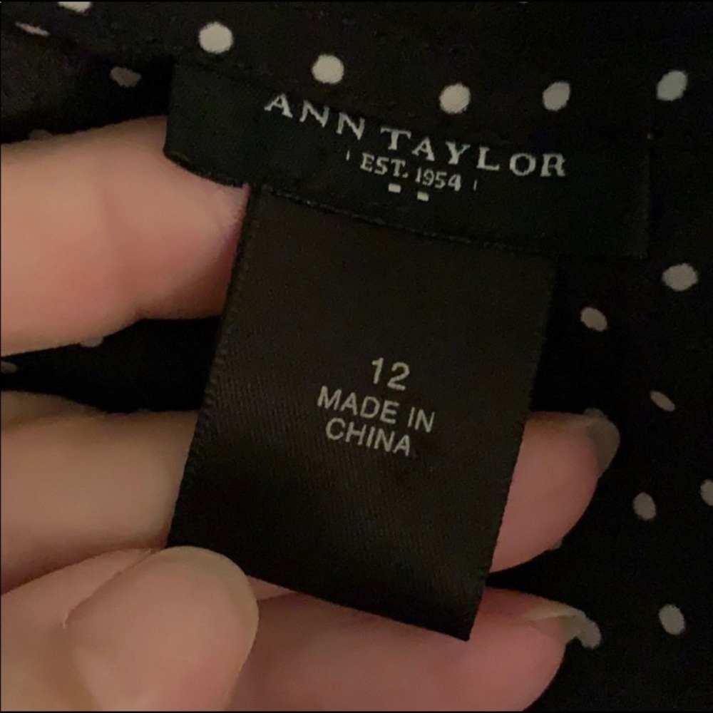 Ann Taylor black & white polka dots blouse - Picture 6 of 9